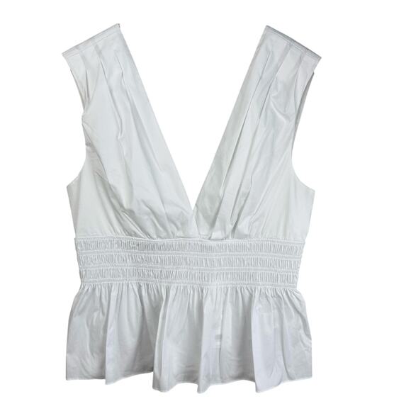 VERONICA BEARD Evra V-neck White Peplum Top - Picture 9 of 12